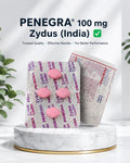 Penegra Zydus 100mg - Penegra Zydus Cadila { Indian Generic } 4 Tablets Packing