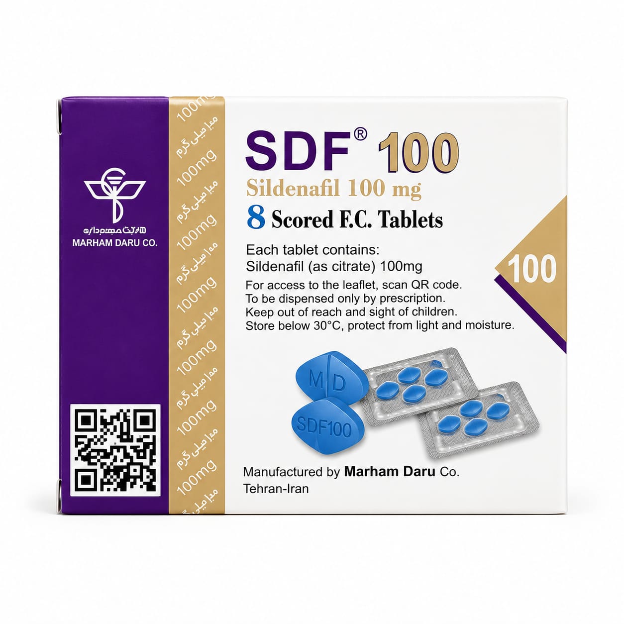 Irani SDF 100mg Tablets By Marham Daru - 8 Tablets in a Pack (Irani Viagr@ 100mg)