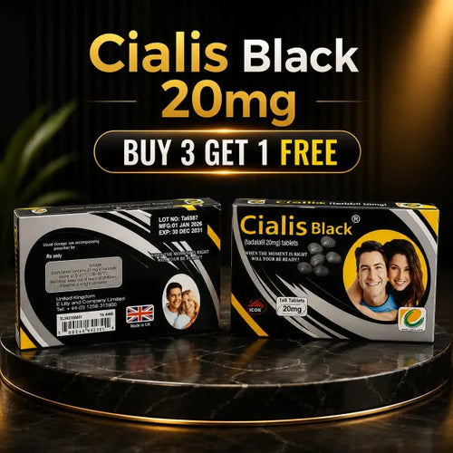 Original Cialis Black 20 mg 6 tablets product packaging